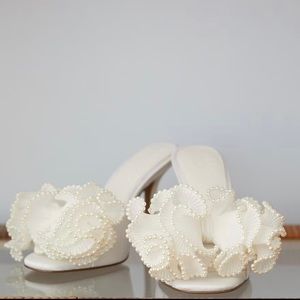 Gianni Bini x Venita Aspen Harlow Chiffon Pearl Bow Dress Sandals